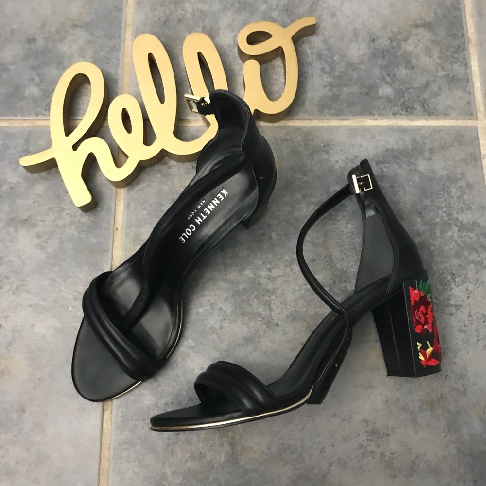 Kenneth Cole Rose Embroidered Heels